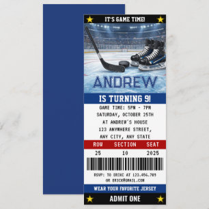 Personal Hockey Ticket Birthday Decorations Invitation