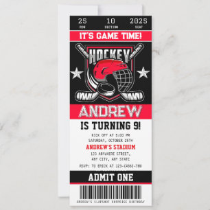 Personal Hockey Ticket Birthday Invitation