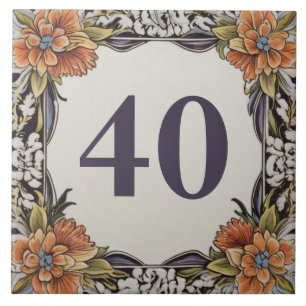 Personal House Number Plate Hawaii Floral Plaque Ceramic Tile