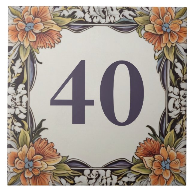 Personal House Number Plate Hawaii Floral Plaque Ceramic Tile (Front)