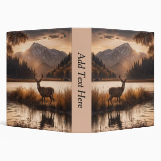 Personal Huge Racked Deer on Mountain Lake 3 Ring Binder