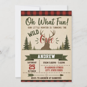 Personal Hunting Wild One First Birthday Invitation