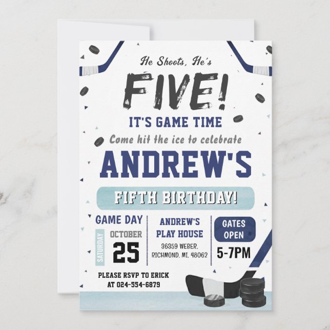 Personal Ice Hockey Birthday Invitation (Front)