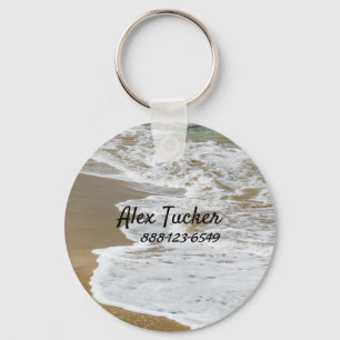 Personal Info Peaceful Beach Keychain
