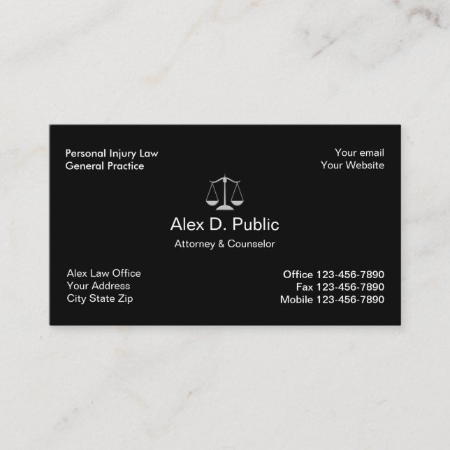 Personal Injury Attorney Business Card (Front)