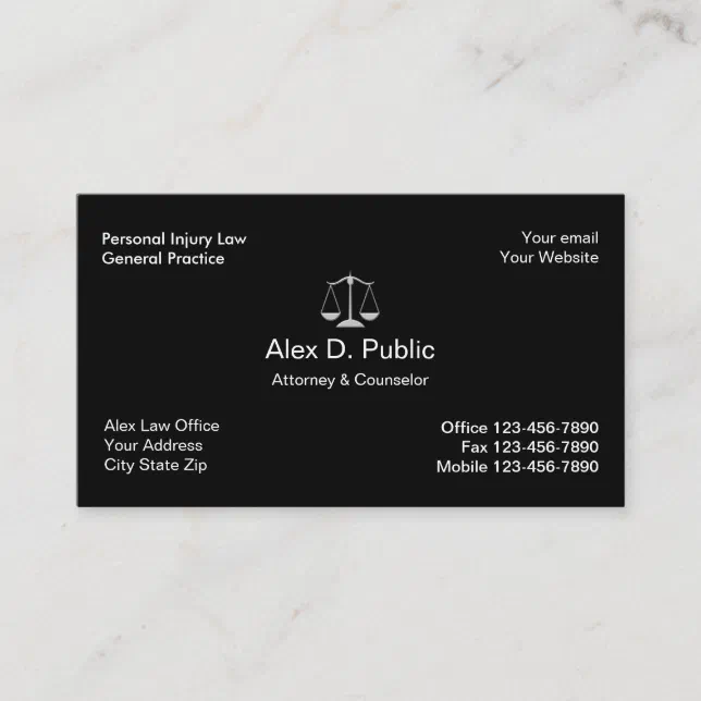 Personal Injury Attorney Business Card | Zazzle