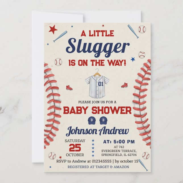 Personal It's A Boy Sports Baseball Baby Shower Invitation (Front)