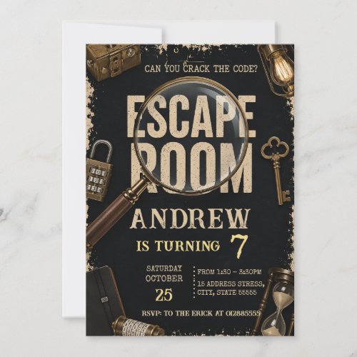 Personal kid Escape Room Mystery birthday Invitation