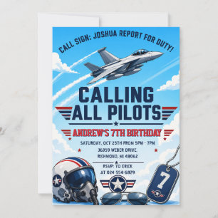 Personal kid Fighter Jet Birthday Invitation