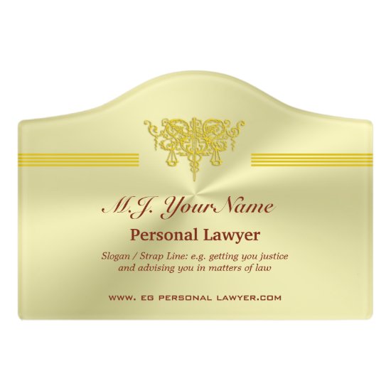 Personal Lawyer and golden justice logo Door Sign