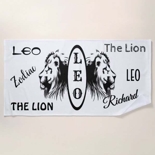 Personal Leo  the Lion  Zodiac Beach Towel (Front)