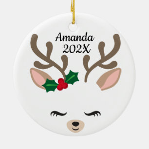 Personal Little Reindeer Ceramic Ornament