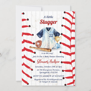 Personal Little Slugger Baseball Baby Shower Invitation