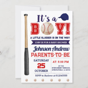 Personal Little Slugger Baseball Baby Shower Invitation