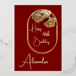 Personal Maroon & Gold Named & Aged Birthday Card