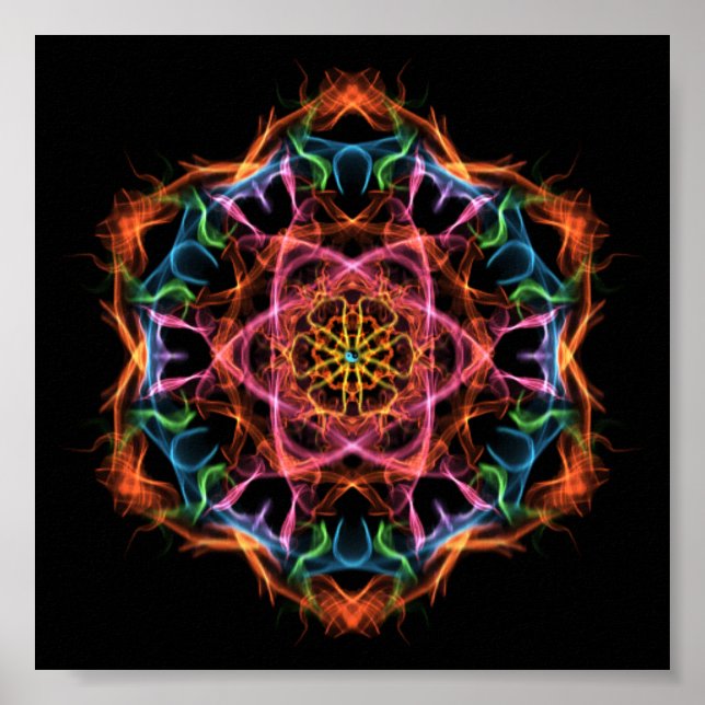 Personal Meditation Fractal Mandala Pink & Orange Poster (Front)