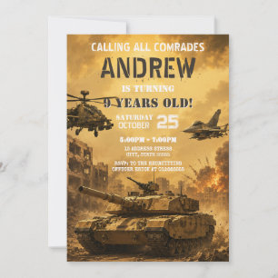 Personal Military Tank Birthday kid Invitation