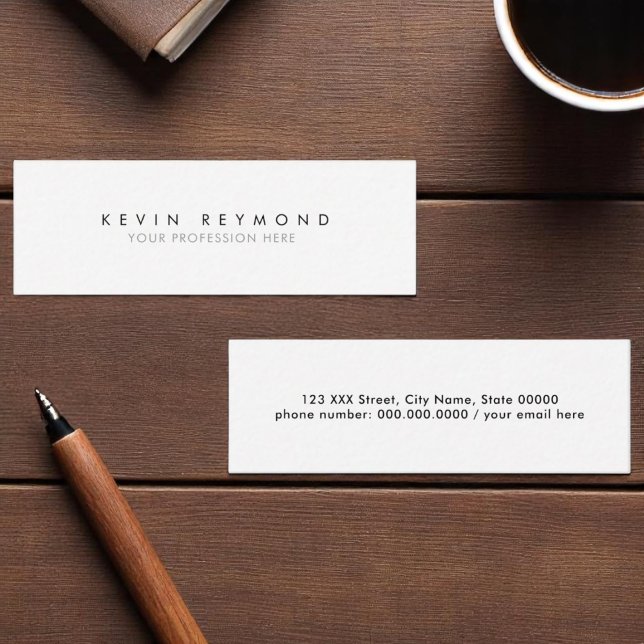 personal minimal basic simple white professional mini business card (Creator Uploaded)