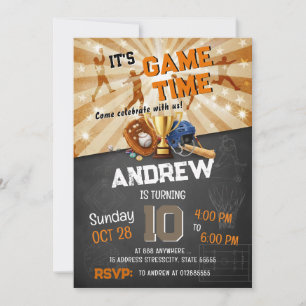 Personal modern all star sports birthday invitation