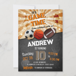 Personal modern all star sports birthday invitation