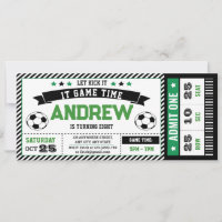 Personal modern boy Soccer Ticket Birthday Party
