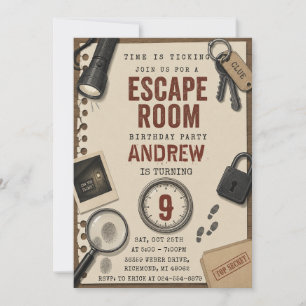 Personal Modern Escape Room Birthday party Invitation