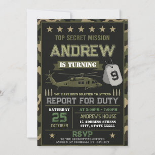 Personal modern Military birthday Invitation