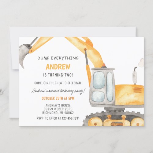 Personal Modern Simple Construction Birthday Invitation