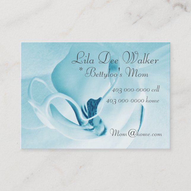 Personal Mommy Card; Orchid Cyan & White Floral Calling Card (Front)