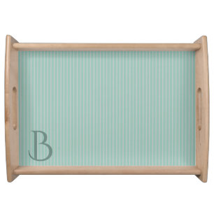 Personal Monogram Duck Egg Blue Cottage Striped Serving Tray