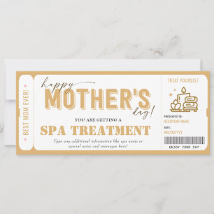 Personal Mother's Day Gift Spa Voucher Certificate Invitation