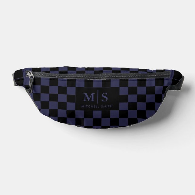 Personal Name and Initilas Modern Checkered Fanny Pack (Lay Down)