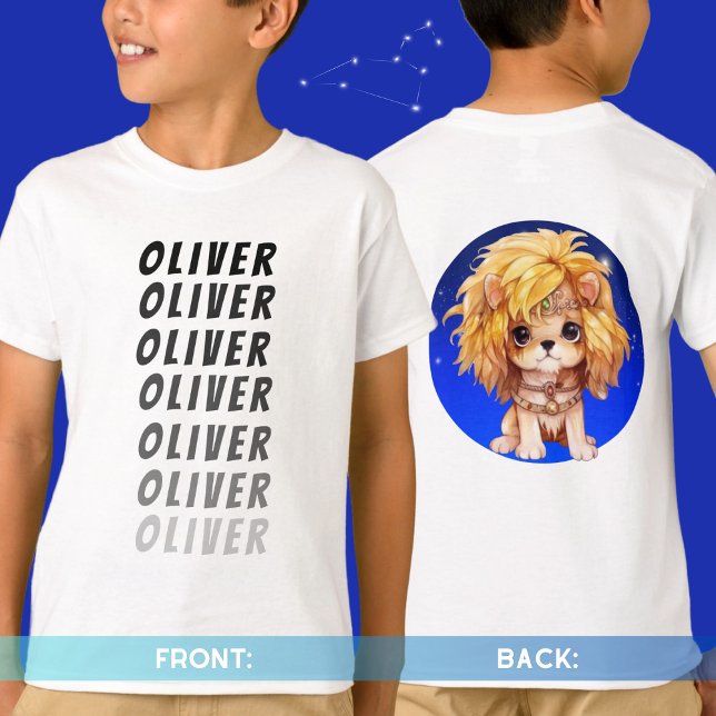 Personal name Astrology Zodiac sign Leo front back T-Shirt (Creator Uploaded)