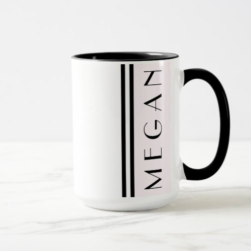 Personal Name Black Pink Minimal Modern 15oz Mug