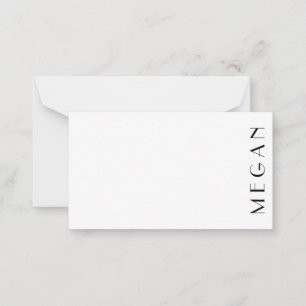 Personal Name Black White Minimal Modern Note Card