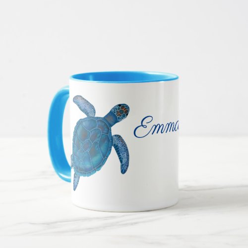 Personal Name Blue Sea Turtles Ocean Mug 