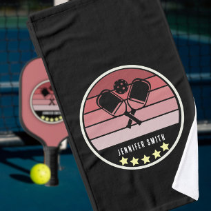 Personal Name Blush Pickleball Paddle Black Hand Towel
