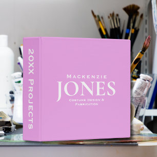 Personal Name Brand Business Logo Modern Pink 3 Ring Binder