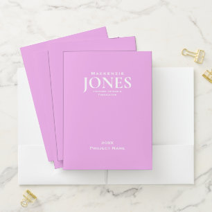 Personal Name Brand Business Logo Modern Pink Pocket Folder