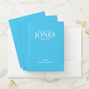 Personal Name Brand Business Logo Modern Turquoise Pocket Folder