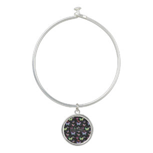 Personal Name Elegant Purple Bright Butterflies   Bangle Bracelet
