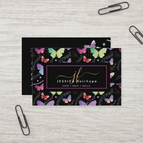 Personal Name Elegant Purple Bright Butterflies Business Card