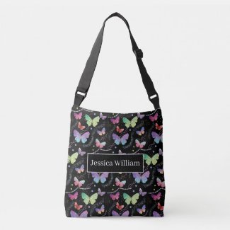 Personal Name Elegant Purple Bright Butterflies  