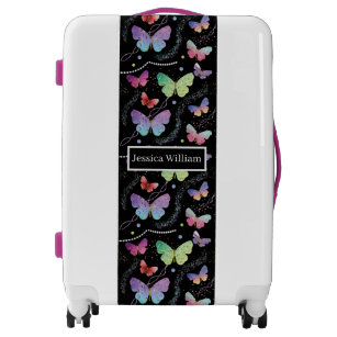 Personal Name Elegant Purple Bright Butterflies  Luggage