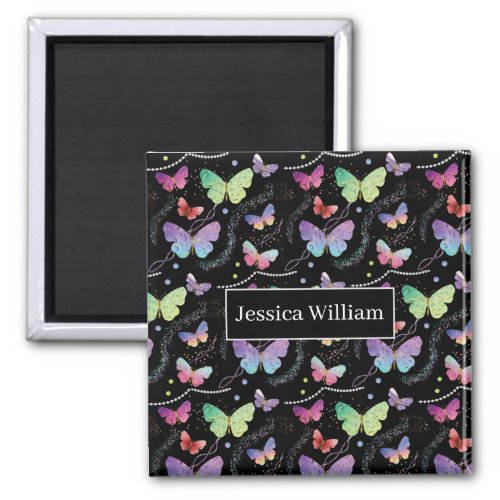 Personal Name Elegant Purple Bright Butterflies    Magnet