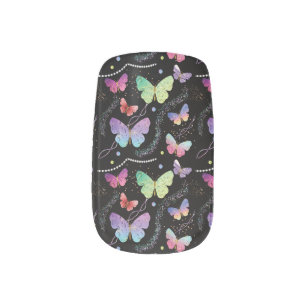 Personal Name Elegant Purple Bright Butterflies  Minx Nail Art