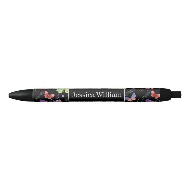 Personal Name Elegant Purple Bright Butterflies  Pen (Front)