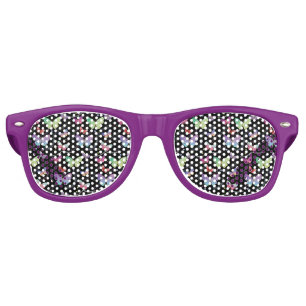 Personal Name Elegant Purple Bright Butterflies Retro Sunglasses