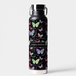 Personal Name Elegant Purple Bright Butterflies 
