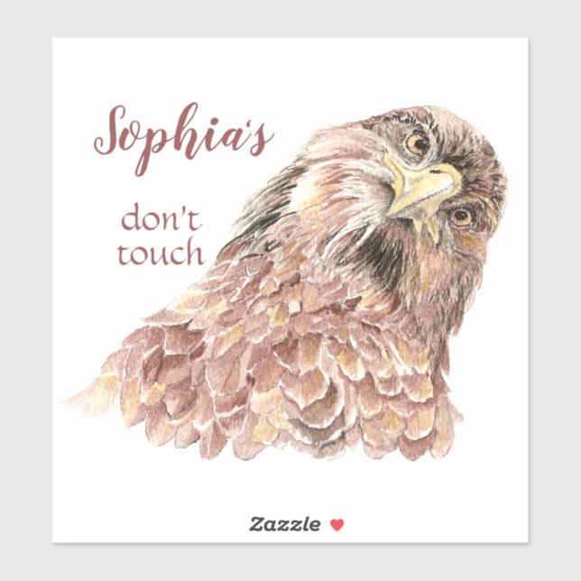 Personal Name Fun Watercolor Hawk Sticker (Sheet)